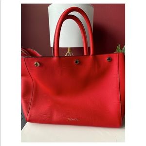Calvin Klein red tote with strap